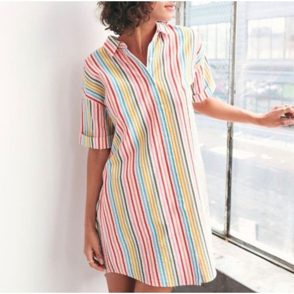 Bonobos Riviera Shirt Dress in Multicolor Stripe Size Small Preppy Summer‎ Beach